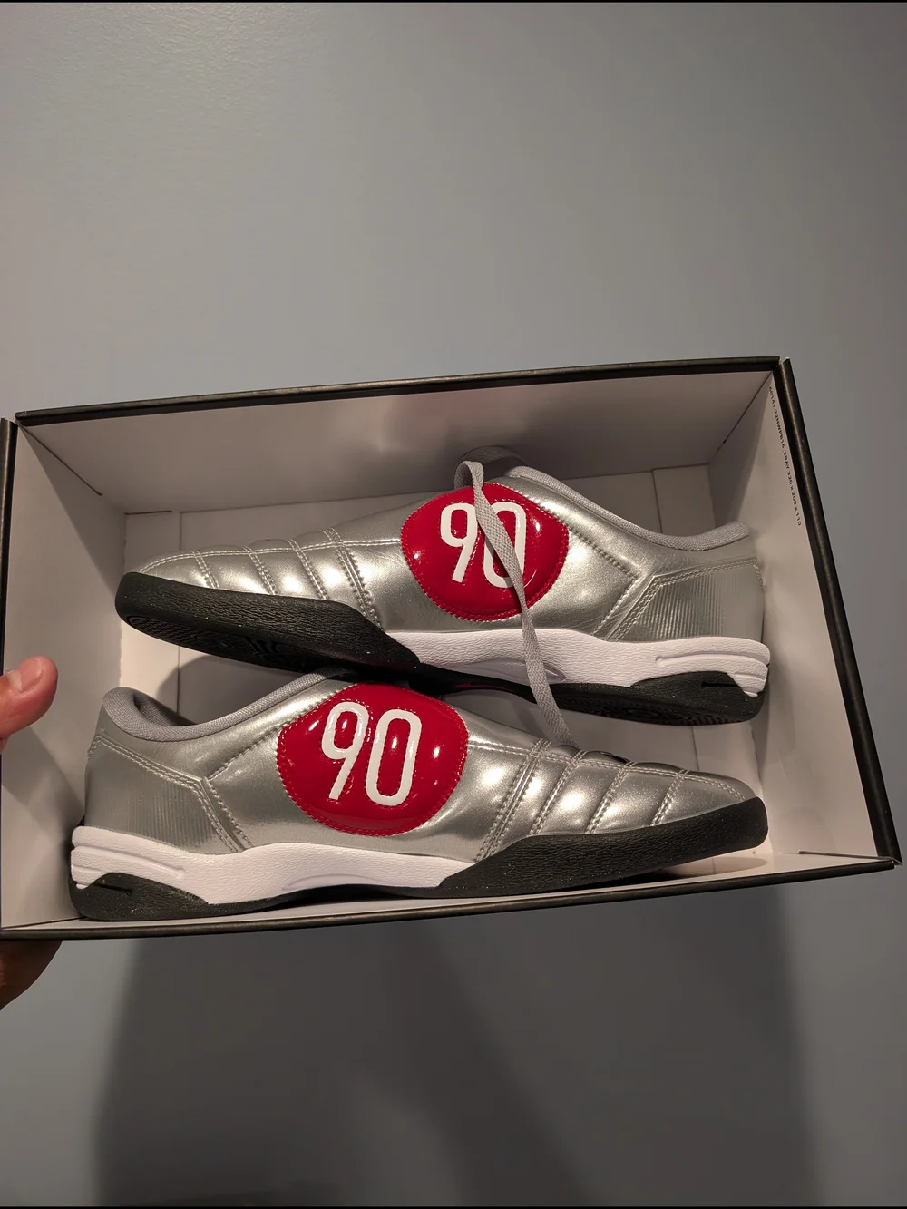 Nike Silver Sneakers with Red '90' Patch